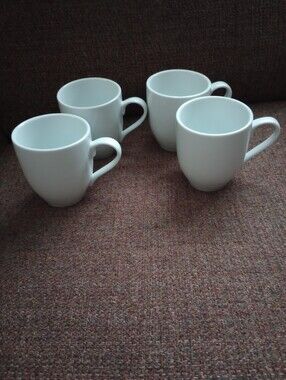 Food Network White Porcelain Coffee Mugs - Set of 4